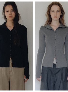 韩国andneeds直邮代购2025春秋女装时尚长袖翻领针织开衫外套上衣