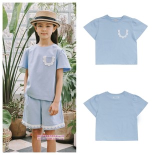 110 T恤上衣童装 165 2024夏儿童天蓝圆领套头休闲短袖 been韩国代购