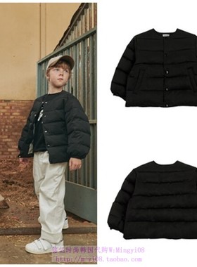 been韩国代购2023秋春儿童黑色夹棉薄款纯色外套童装110-155