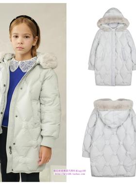 been韩国代购2024冬儿童灰色中长款休闲鸭绒羽绒服童装110-165