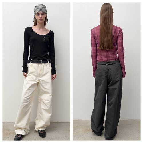 韩国diagonal直邮代购2025春秋休闲舒适宽松简约百搭阔腿纯色长裤