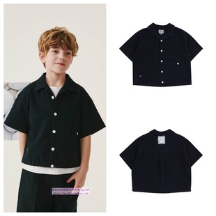 100 been韩国代购 上衣童装 衬衫 165 2024夏儿童海军蓝泡泡纱短袖