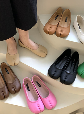 猪蹄鞋分趾马蹄鞋女单鞋春秋2025新款晚晚鞋豆豆鞋子一脚蹬平底鞋