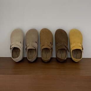 厚底勃肯鞋女2026秋新款小个子内增高7CM真皮一脚蹬全包博肯单鞋