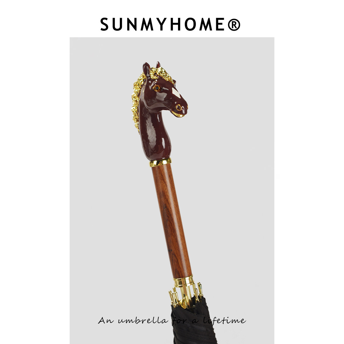 SUNMYHOME珐琅彩绘赤兔马晴雨伞