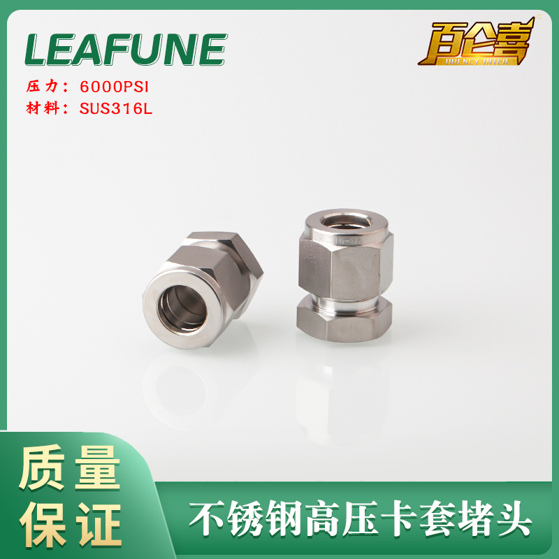 LEAFUNE正品不锈钢SUS316L高压6000PSI双卡套钢管堵头管堵封口