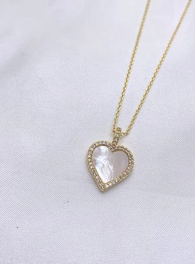 贝壳满钻水滴简约个性项链女