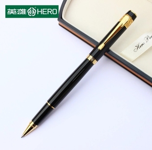 HERO 包邮 英雄签字笔55黑铬金夹宝珠笔公司商务礼品水笔黑色0.5mm