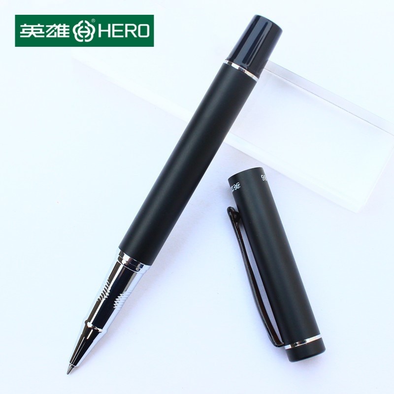 包邮 正品HERO/英雄宝珠笔9086黑色磨砂水笔成人商务办公书写签名笔公司礼品签字笔0.5mm