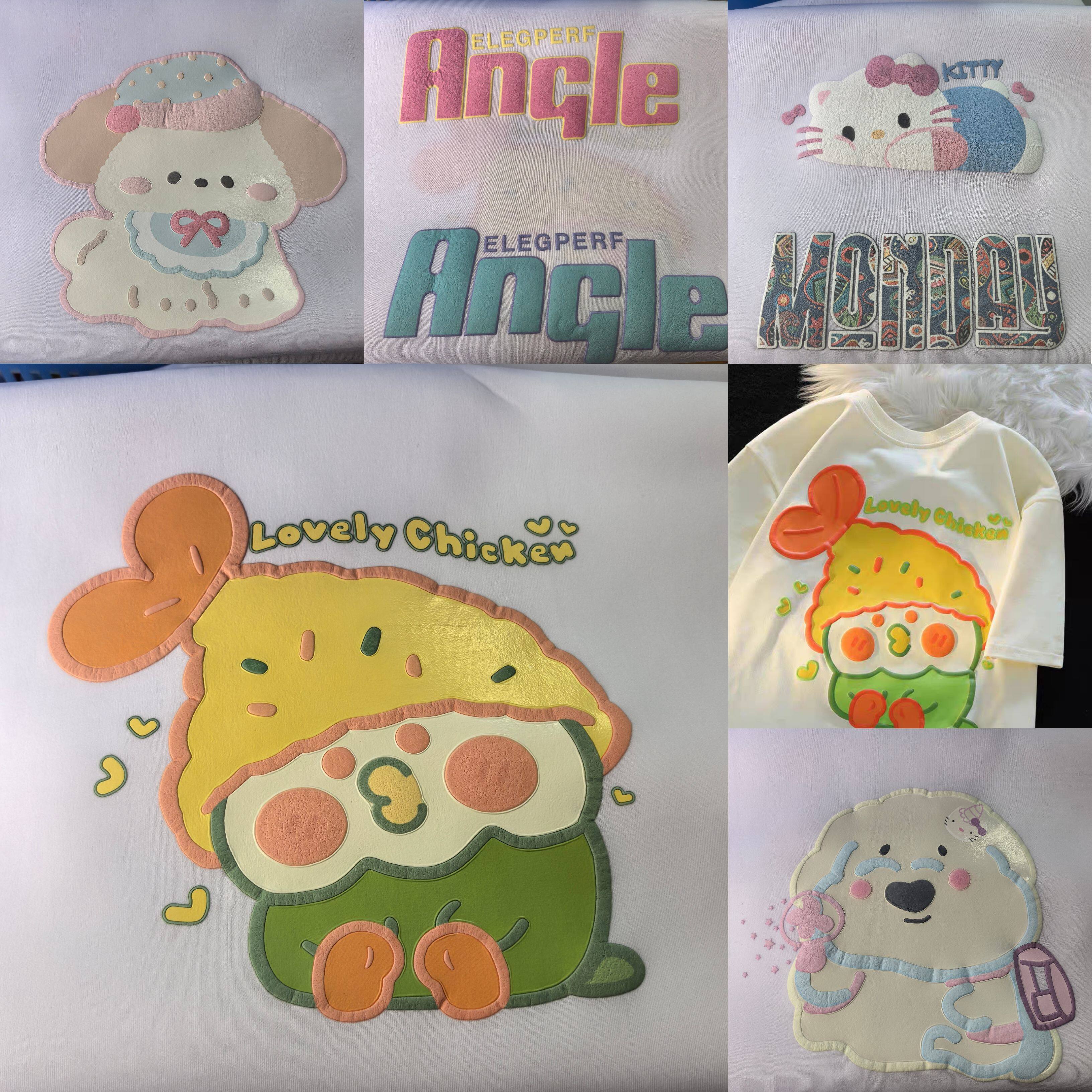 新款简约发泡立体烫画贴纸科式服烫画/烫图/烫钻