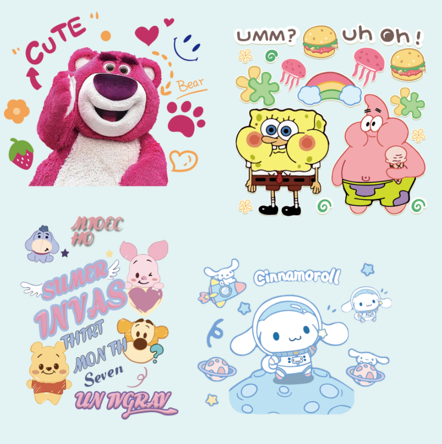 新款草莓熊热转印女装烫画贴 pet柯式胶片印花烫画 服装箱包贴花