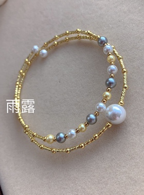南洋贝宝仿珍珠糖果色注金手镯