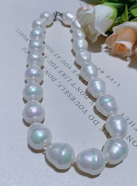 母贝仿巴洛克风珍珠锁骨项链