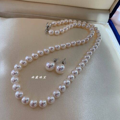 母贝珍珠仿ak小灯泡项链耳钉套装