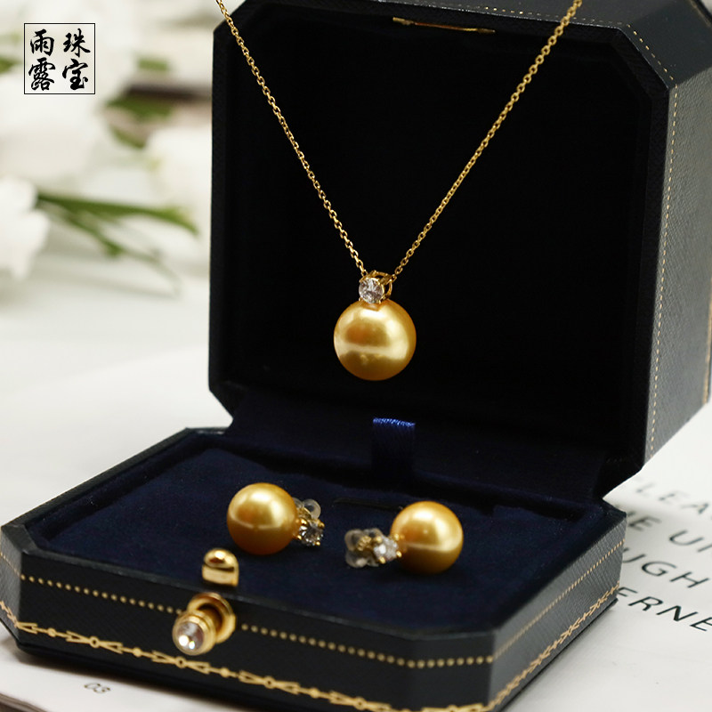 深海贝宝珍珠正圆强光S925纯银镀金吊坠含链耳环套装女气质送妈妈,珠宝/钻石/翡翠,颈饰,淘宝优惠券,粉丝福利购,淘宝优惠卷