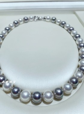 母贝仿珍珠灰白炫彩锁骨项链