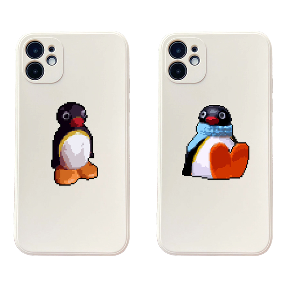 可爱恶搞像素风pingu企鹅适用苹果16promax手机壳iphone15透明全包14软13xr液态硅胶12华为oppo小米vivo情侣