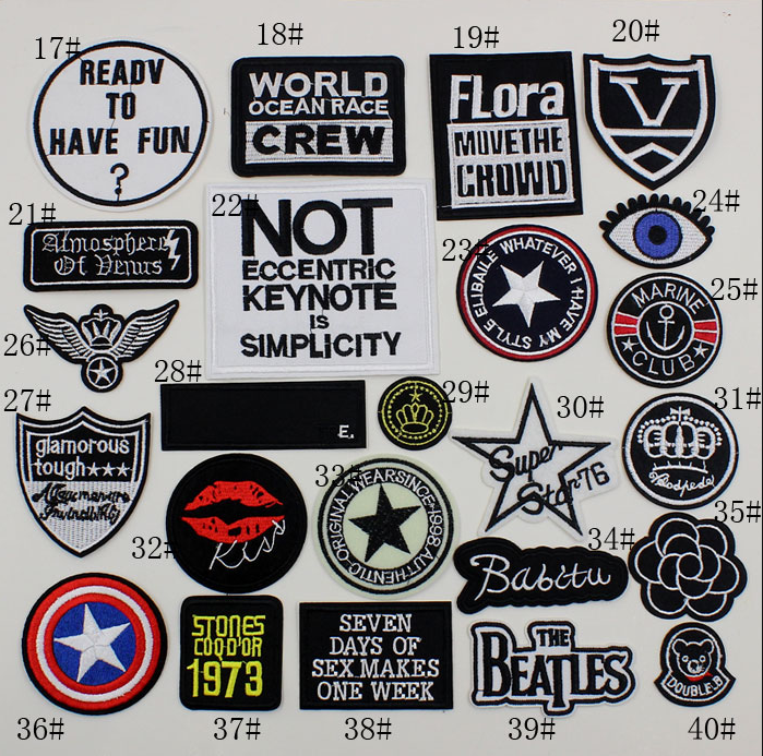 时尚大号徽章布贴补丁贴衣服牛仔裤子羽绒装饰修补洞贴花黑色贴布