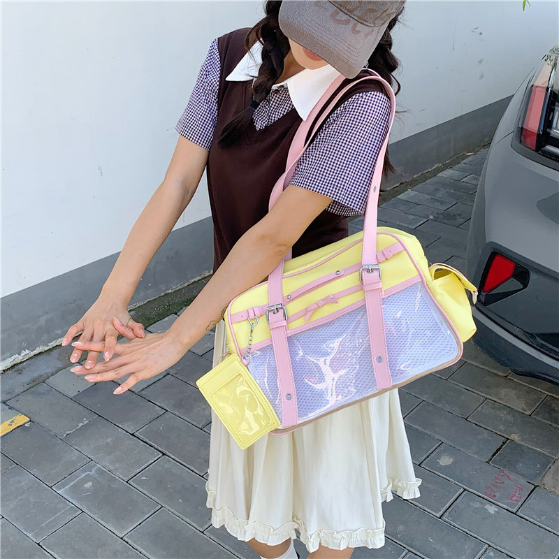 日系JK制服痛包女透明多口袋手提单肩包学院风2026新款学生上课包
