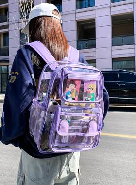 日韩双肩包PVC透明包果冻包个性小众外出旅游背包学院风学生书包