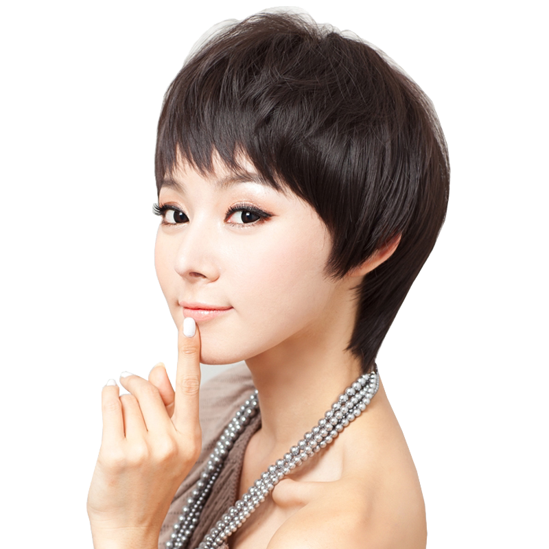 帅气真发假发短发直发女士时尚