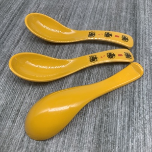 新款招财小勺子短柄加厚防摔密胺塑料仿瓷小号喝汤勺商用甜品羹匙