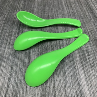 密胺短柄小勺子绿色仿瓷喝汤勺吃饭勺甜品小料勺塑料防摔隔热羹匙