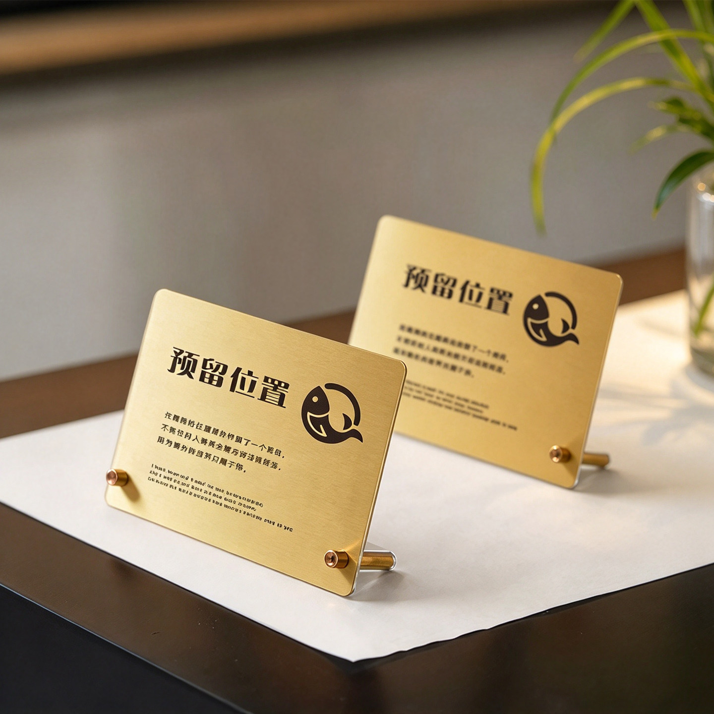 定制立式黄铜展示牌logo高档台卡