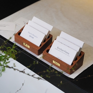 高端立式简约木名片展示架高级名片摆放架实木创意办公室名片桌面名片架卡片架座摆台可定制logo名片收纳盒