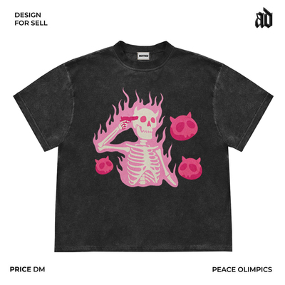 Mottled斑驳 只做美式复古重磅 小众骷髅夏季休闲高街美式短袖