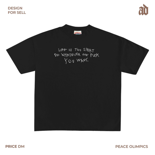 230G 轻薄正肩款  字母简约人生太短宽松复古日常休闲短袖T恤上衣