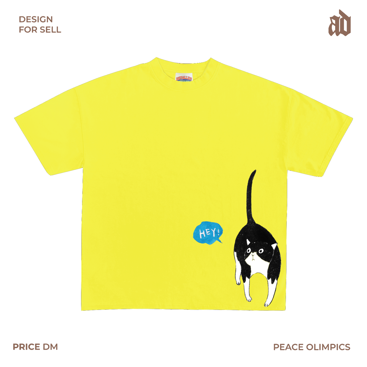 230G 轻薄正肩款 可爱猫咪生动活泼插画圆领 T 恤 俏皮亮眼风格款