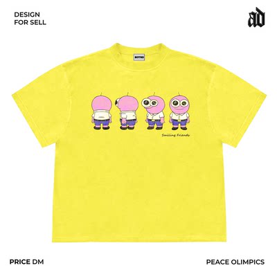 美式260G重磅！Smiling Friends Pim涂鸦动画亚文化短袖T恤可爱