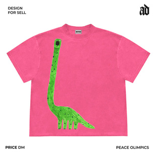 斑驳设计师工作室!小领口!卡通插画可爱风古着内搭基础短袖T恤