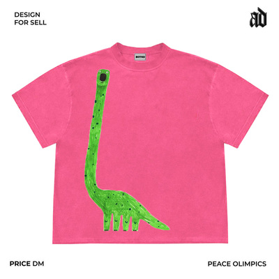 斑驳设计师工作室！小领口！卡通插画可爱风古着内搭基础短袖T恤