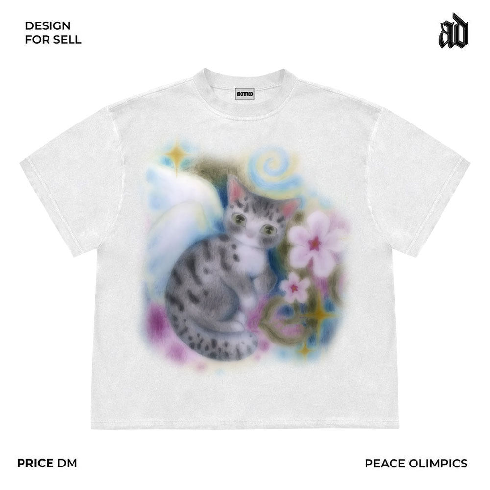 MOTTLED MOTTLED DESIGNER STUDIO INS SWEET DESIGN SENSE CREATIVE GRAFFITI SUMMER NEW PRODUCTS SHORT SLEEVES