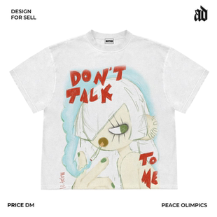 vintage慵懒风短袖 可爱女孩插画色彩童趣时尚 T恤 260G重磅 美式