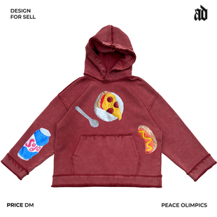 厚重感！卡通设计感贴布立体日常穿搭百搭宽松男女复古连帽卫衣