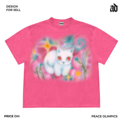 Mottled斑驳 只做美式复古重磅 独特可爱插画温柔甜美 学生短袖