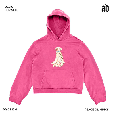 特价款！美式重磅！彩色波点狗设计感动物vintage嘻哈连帽卫衣