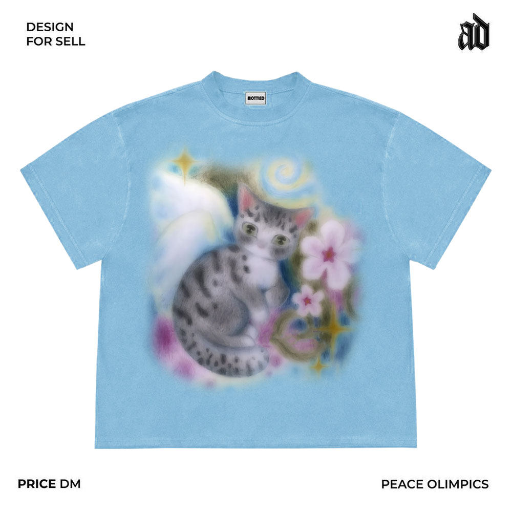 MOTTLED MOTTLED DESIGNER STUDIO INS SWEET DESIGN SENSE CREATIVE GRAFFITI SUMMER NEW PRODUCTS SHORT SLEEVES