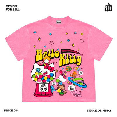 美式260G重磅！HelloKitty凯蒂猫童趣少女可爱设计感短袖T恤宽松