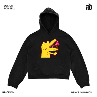 厚重感！亚文化版型！连帽卫衣卡通鳄鱼趣味鲜活百搭有范个性潮流