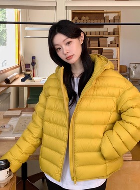 排骨羽绒服女短款95白鸭绒2025新款轻薄连帽廓形宽松冬季保暖外套