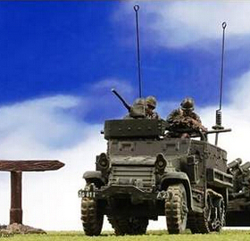 特价 FOV 85105 1:72 二战美军M3A1半履带装甲车+兵人套装 合金