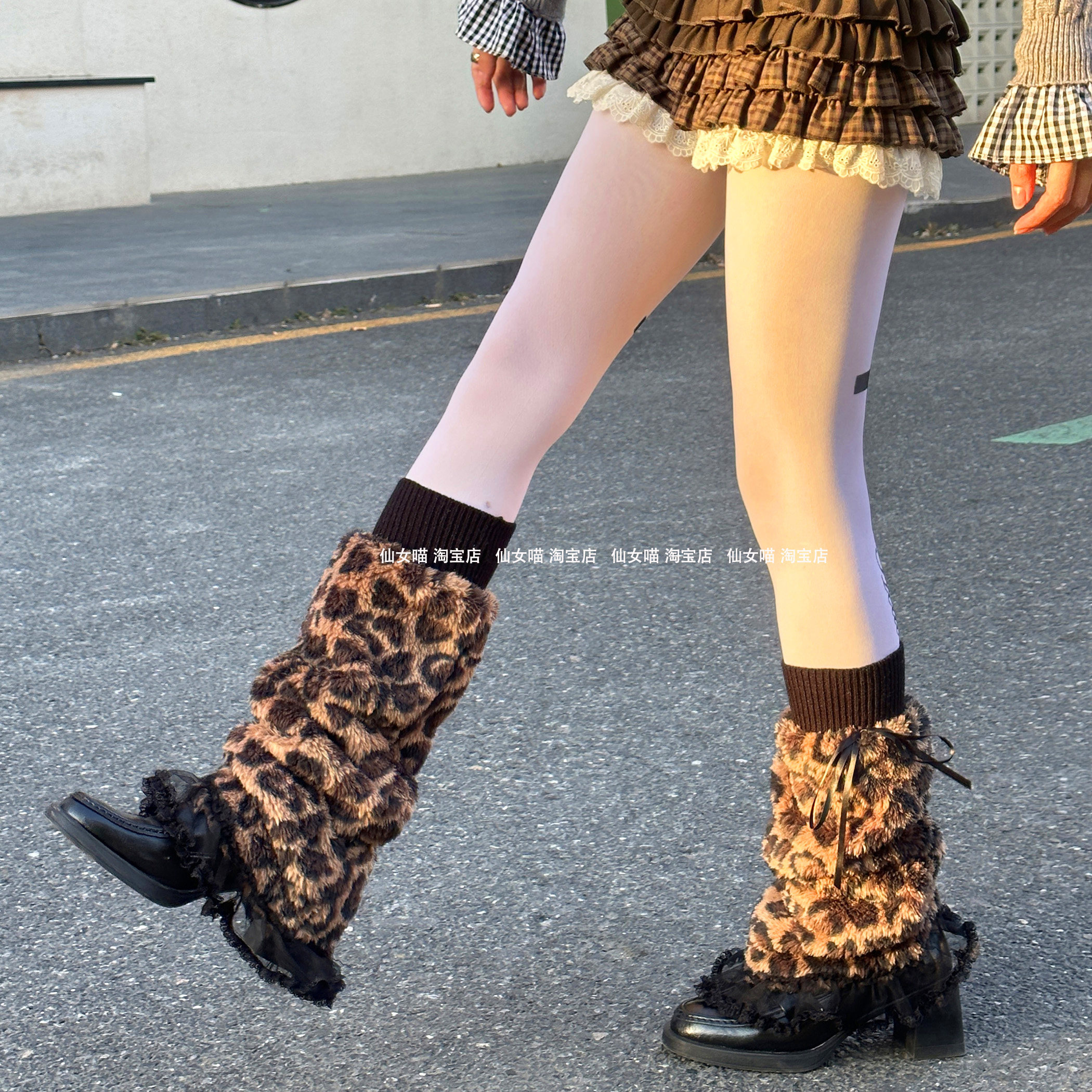 Y2K甜酷豹纹蕾丝花边小腿堆堆袜套女秋冬亚文化辣妹保暖加厚腿套,女士内衣/男士内衣/家居服,长筒袜,淘宝优惠券,粉丝福利购,淘宝优惠卷