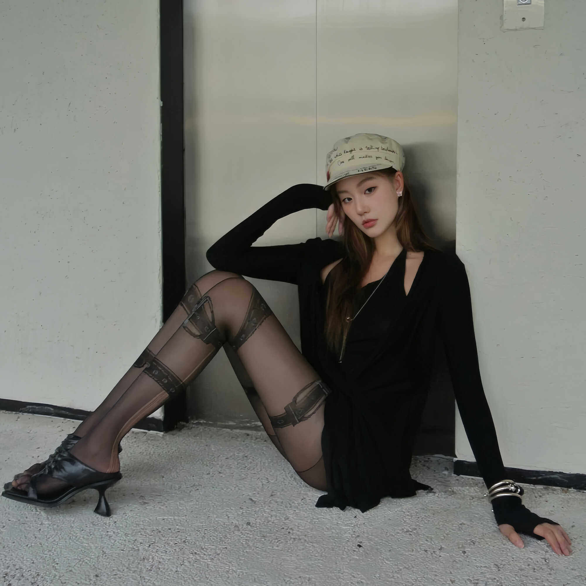 性感辣妹皮带吊环提花印花丝袜Y2K亚文化甜酷显瘦遮瑕打底裤袜女,女士内衣/男士内衣/家居服,连裤袜/打底袜,淘宝优惠券,粉丝福利购,淘宝优惠卷