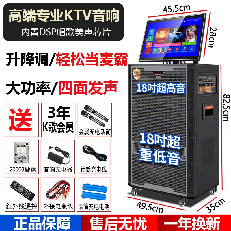 爱博声高端户外音响广场舞K歌专业家庭KTV移动拉杆音箱一体机进口
