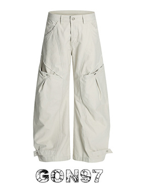 GON97 美式复古多袋设计工装弯刀裤男女廓形宽松阔腿cleanfit裤子