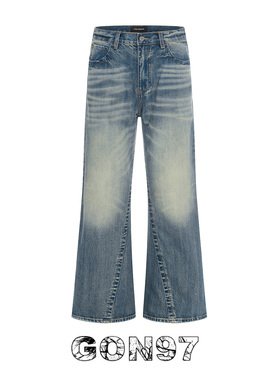 GON97 美式复古微喇牛仔裤男女cleanfit水洗做旧潮牌痞帅休闲长裤